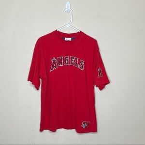 Vintage California Anaheim Angels MLB T Shirt Lee Sport Baseball Solid Red